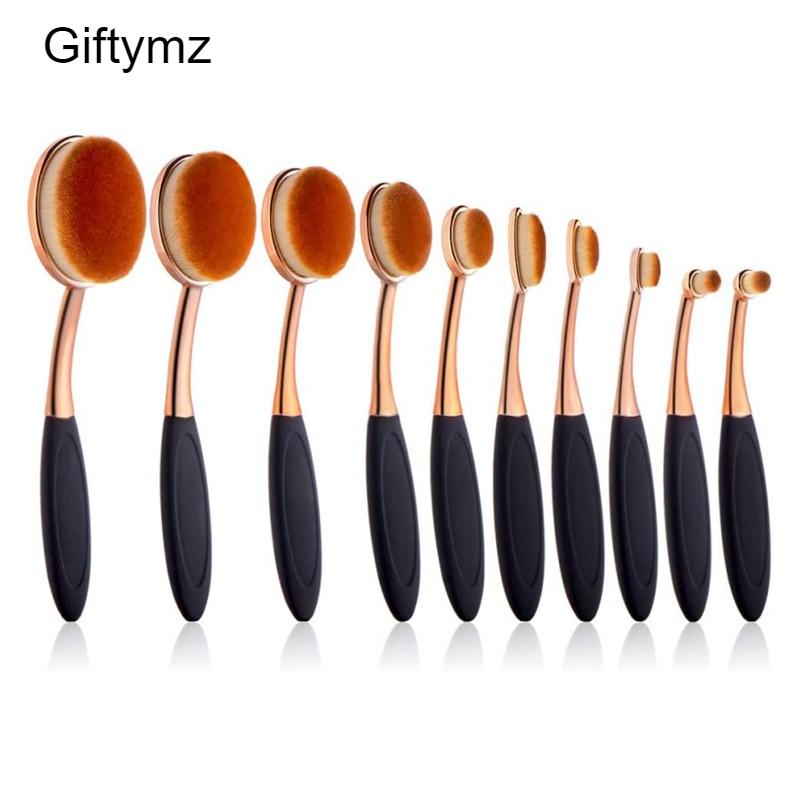 Rose Gold Oval Makeup Brushes Set – Giftymz